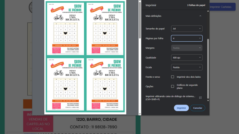 Visualização das impressões